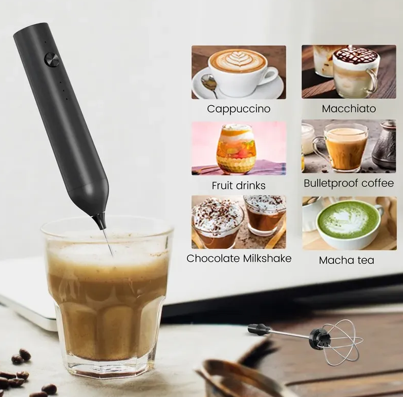 Rechargeable Portable 2 in 1 Milk Frother And Egg Whisk With Base
