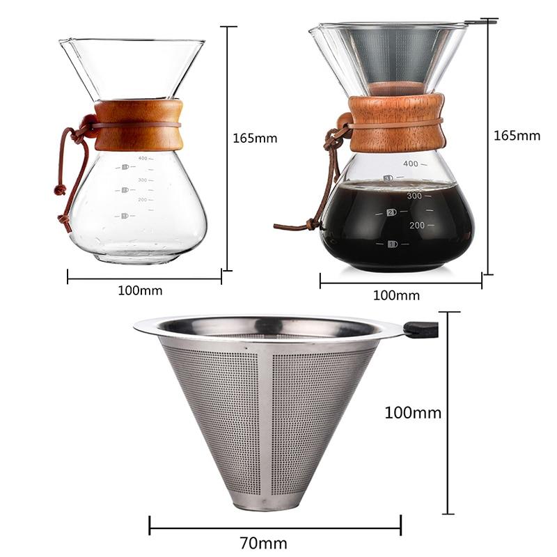 Heat Resistant Classic Glass Coffee Mug Pour Electric Stainless Steel