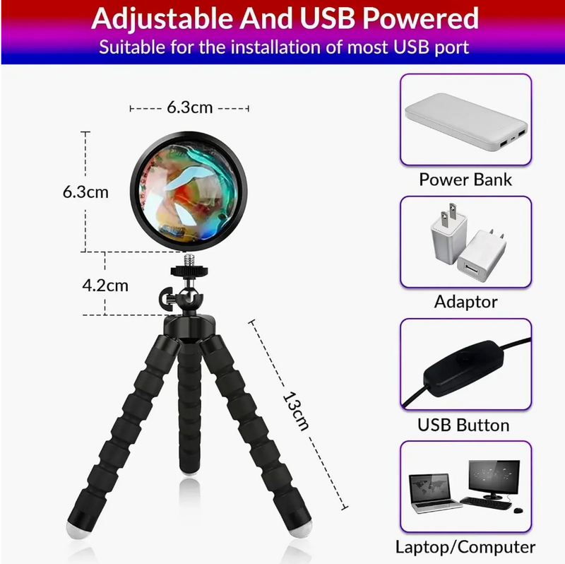 USB Powered Remote Control 16-Color Sunset Lamp/Projector