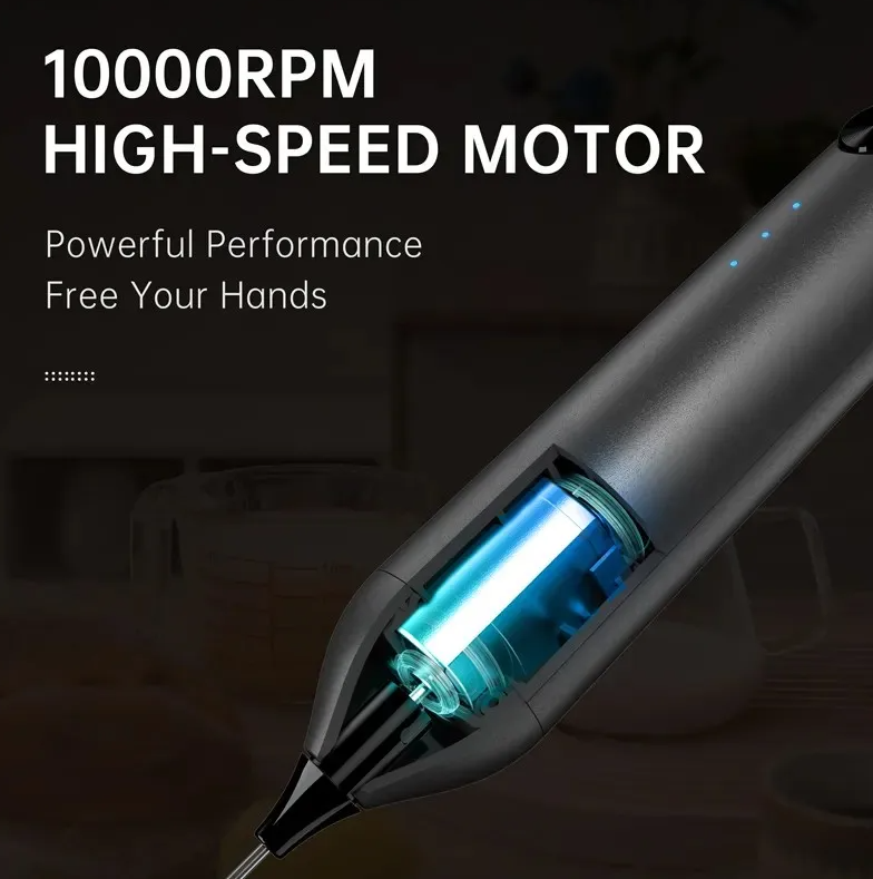 Rechargeable Portable 2 in 1 Milk Frother And Egg Whisk With Base