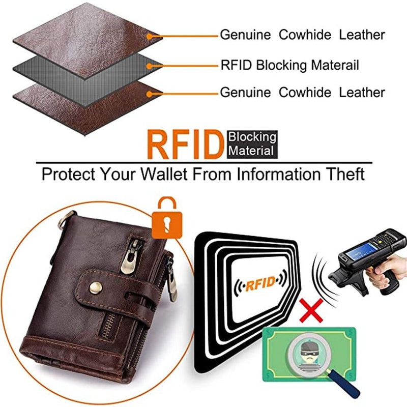 Leather Wallet and Zipper Coin Pocket Bifold Purse with 16 Credit Card