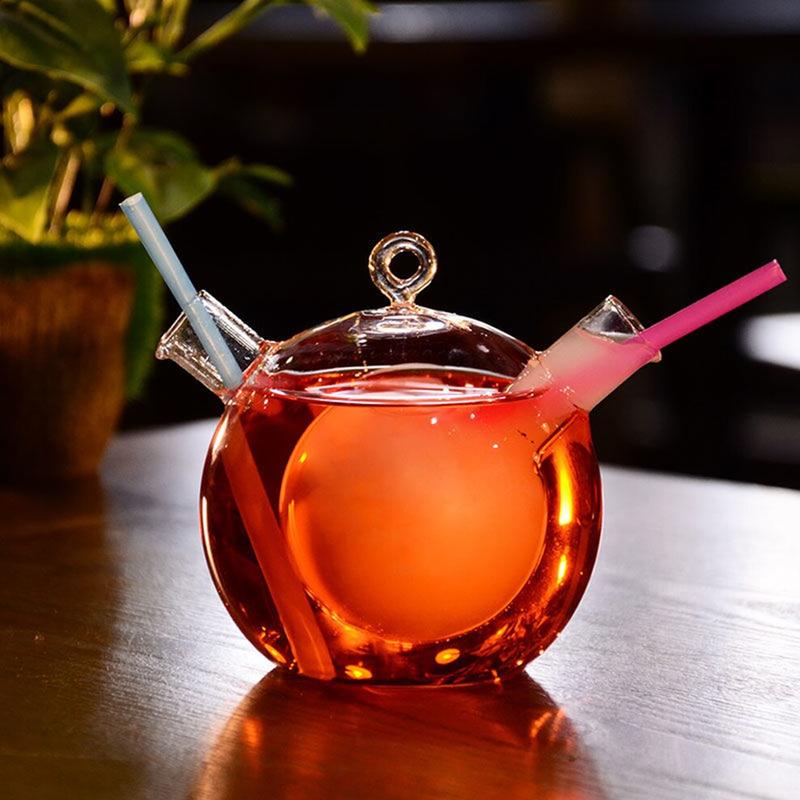 Double Tube Glass Mandarin Cocktail Couple Sharing Drinks Cup