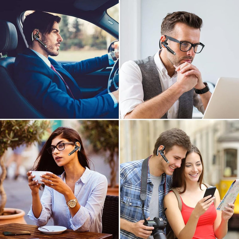 Bluetooth 5.1 Headset: 500Hr Standby, Rotatable Mic, LED Case