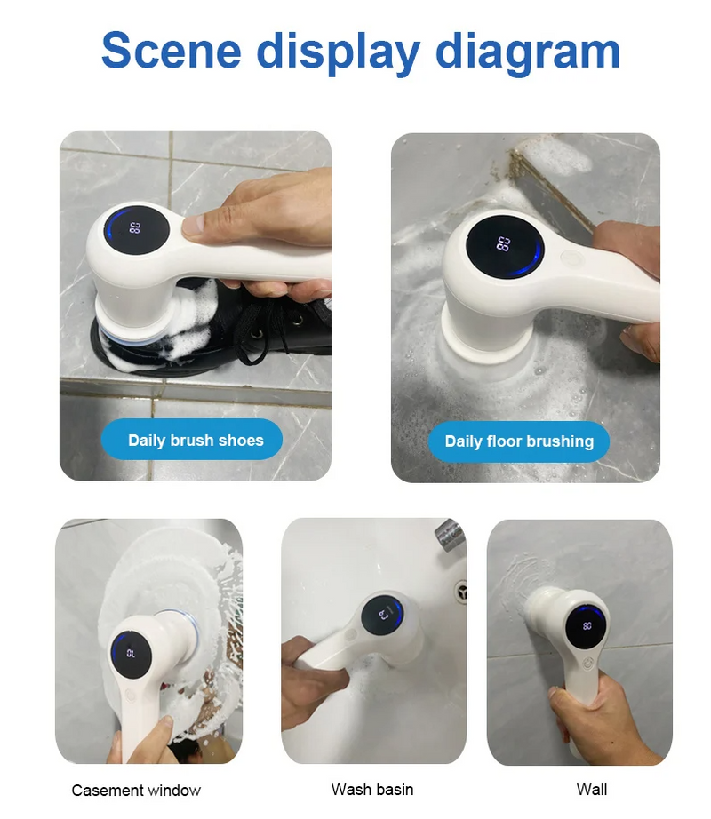 Cleaning Electric Brush Display 4 Heads Spin Scrubber