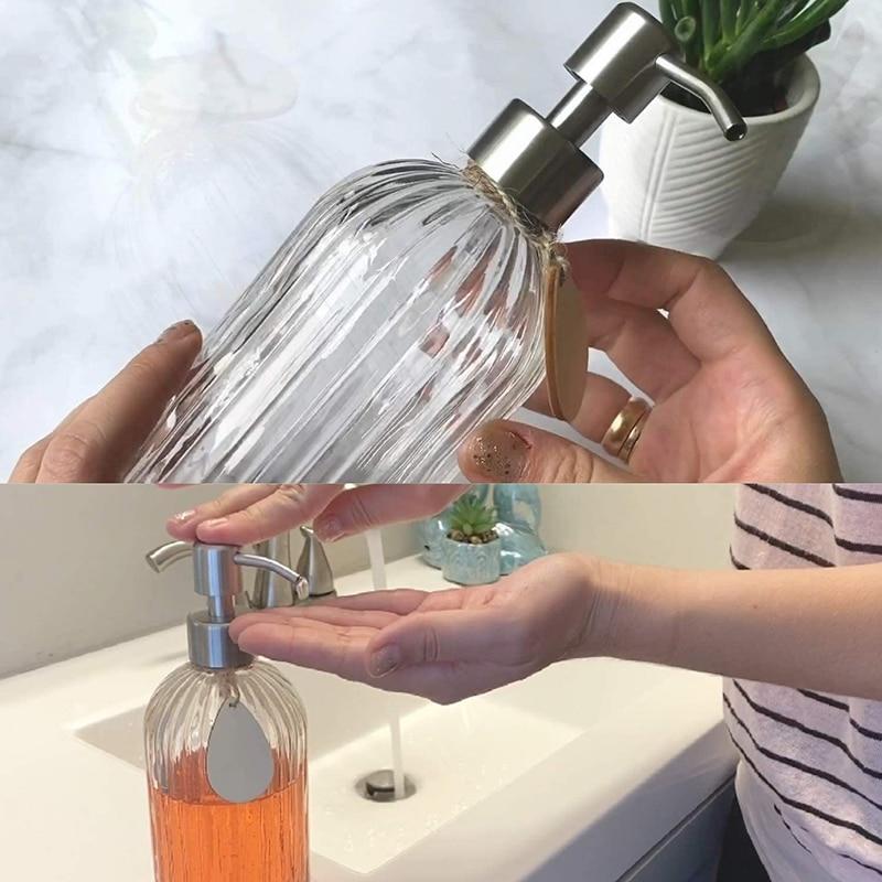 400ml Glass Soap Dispenser with Stainless Steel Stainless Steel Pump