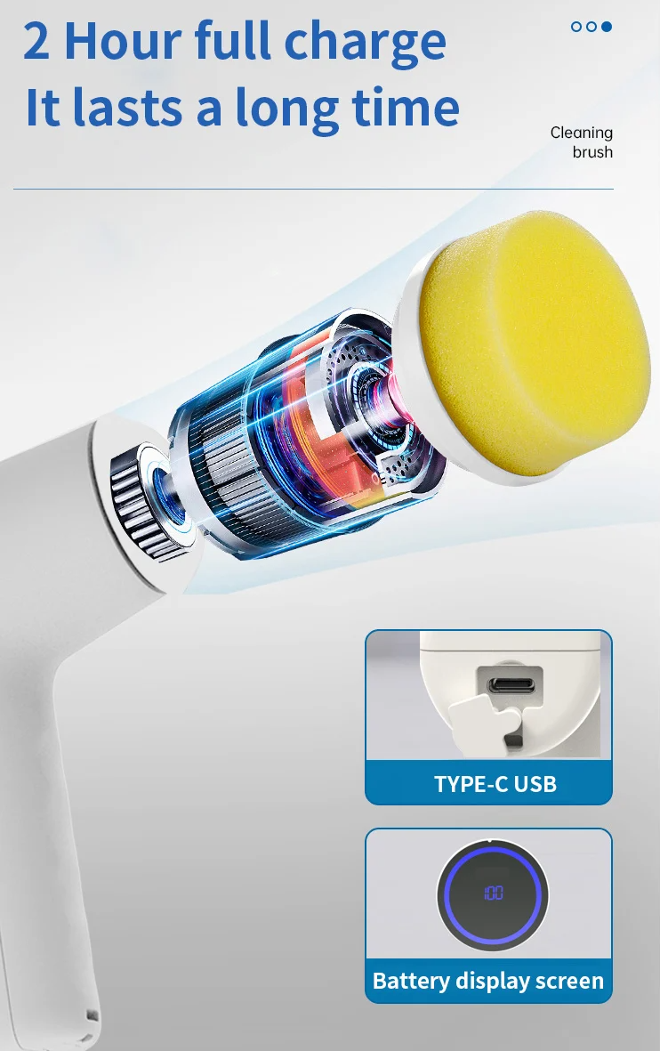 Cleaning Electric Brush Display 4 Heads Spin Scrubber
