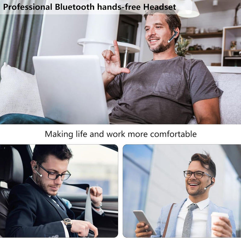Bluetooth 5.1 Headset: 500Hr Standby, Rotatable Mic, LED Case