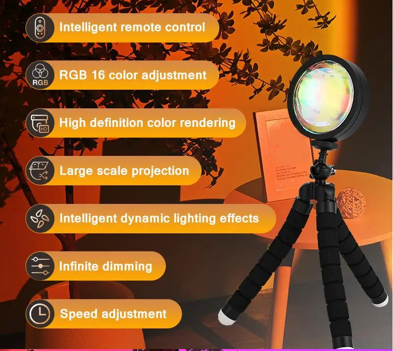 USB Powered Remote Control 16-Color Sunset Lamp/Projector