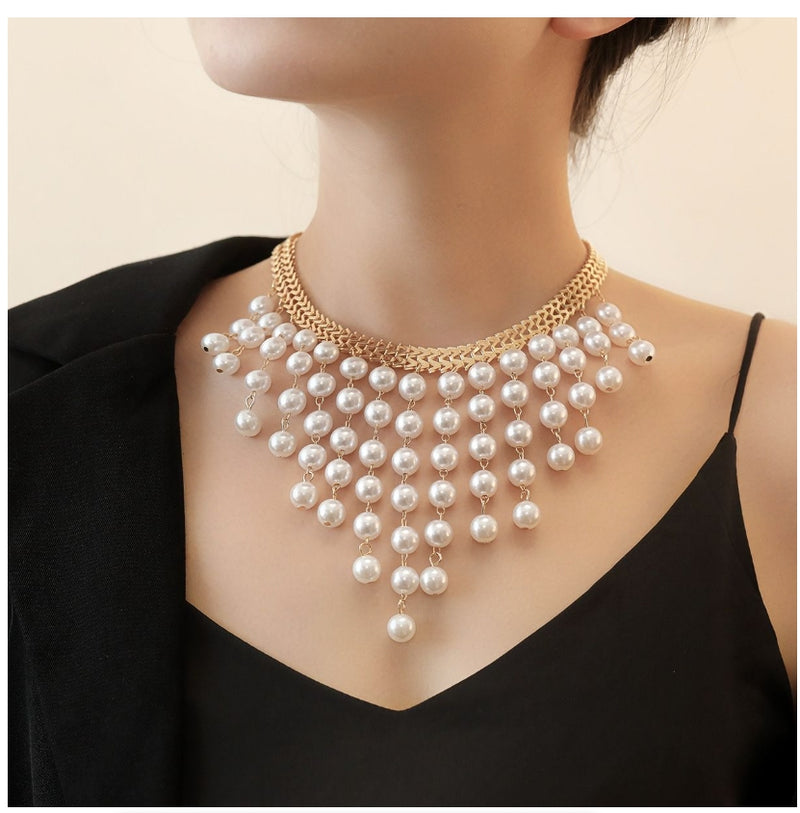 Long Pearl Tassel Necklace for Woman Trendy Elegant Creative Design - IPSTYLE