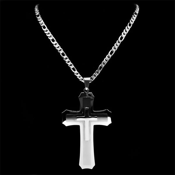 Big Jesus Christian Cross Pendant Necklace for Men Woman Stainless Steel