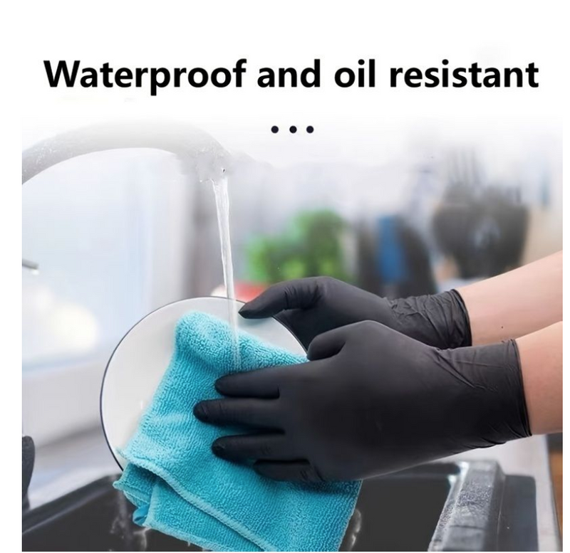 Disposable Black Nitrile Gloves Latex Free Waterproof For Kitchen Food