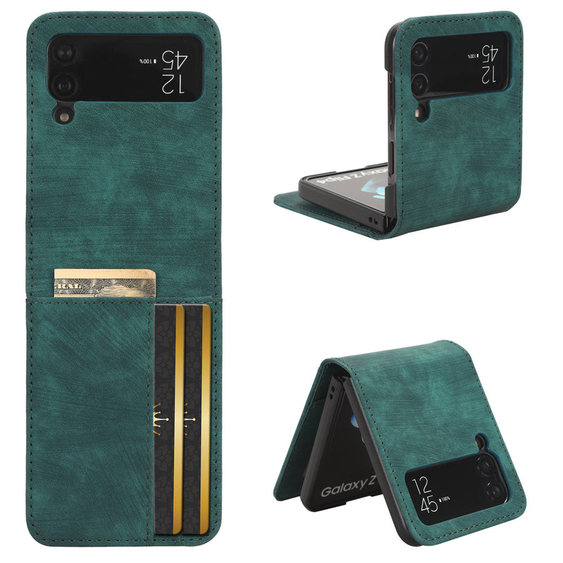Flip Cover for Samsung Galaxy Z Flip3 5G PU Leather Phone Case [RFID Blocking] With Hand Strap
