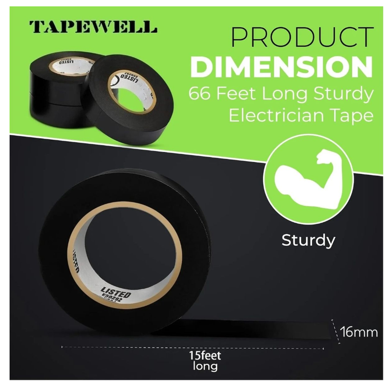 Electrical Tape PVC Waterproof Repair Insulation Tape 16mm×5m 3Roll