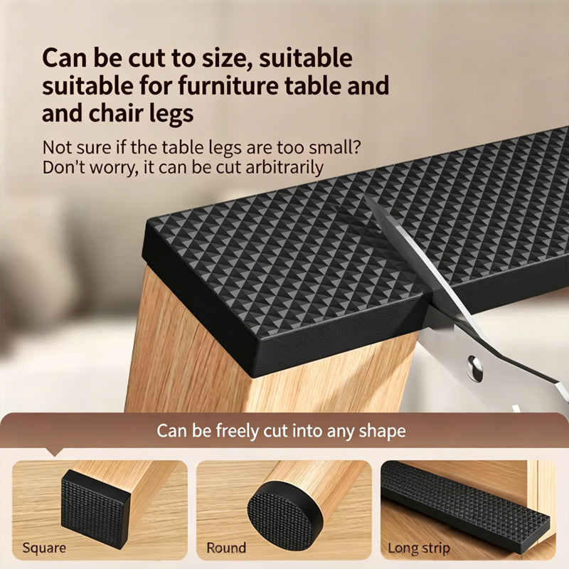 2M Cuttable Chair Foot Pads, Thick Anti-Slip Noise-Reducing Furniture Floor Protectors