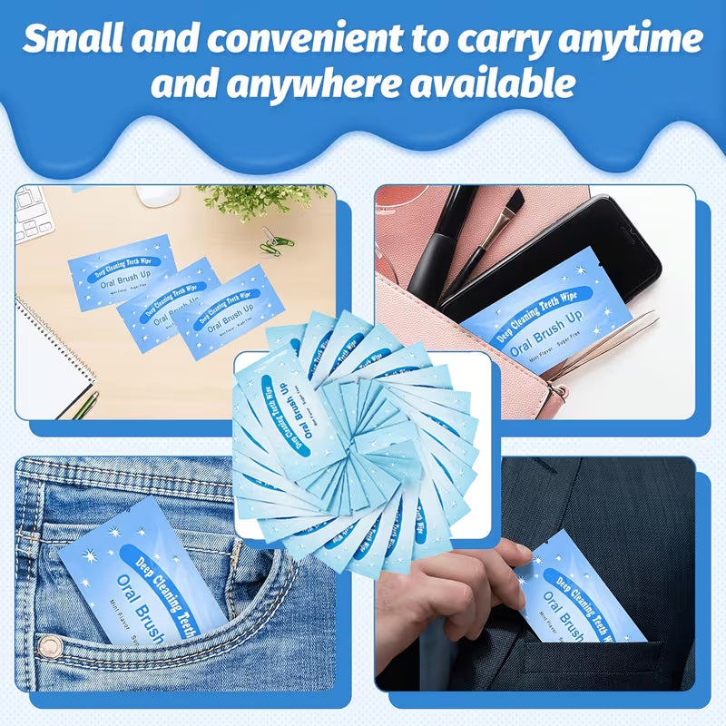 20Piece Mint Finger Tooth Wipes, Deep Cleaning Disposable Teeth Cleaning Swabs