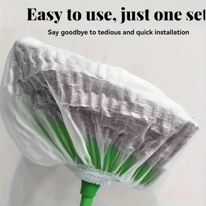 100Piece Disposable Broom Covers, Anti-Tangle Sweeping Bags for Hair & Dust Cleaning