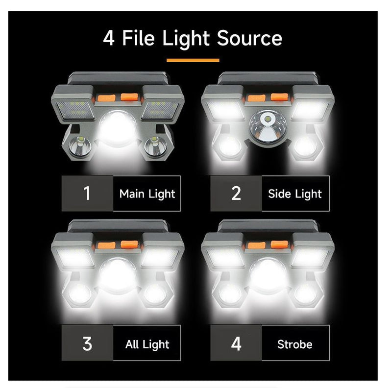 5 LED Flashlight Rechargeable Strong Light Camping Adventure Head Light