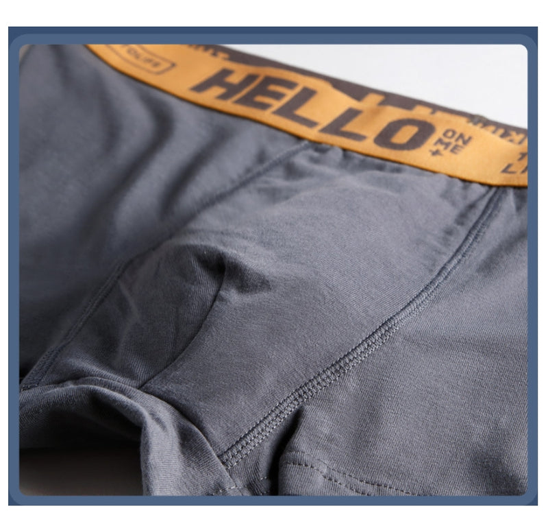 IPSTYLE Men's Boxer Underwear Man Mid-waist Underpants Solid Color