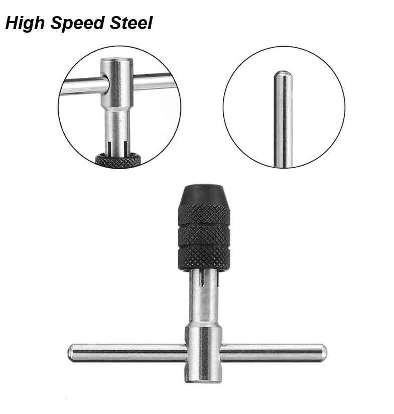 Professional Hand Tapping Tools T-Handle Wrench Set Ratchet Tap Holder