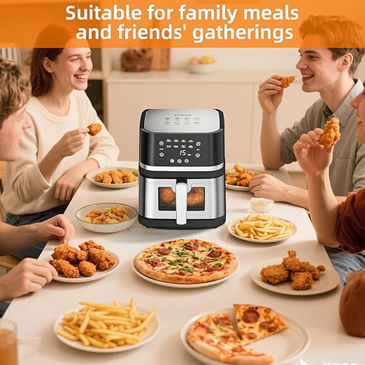 6.5L Large Digital Air Fryer with Window for Kitchen Use,Nonstick