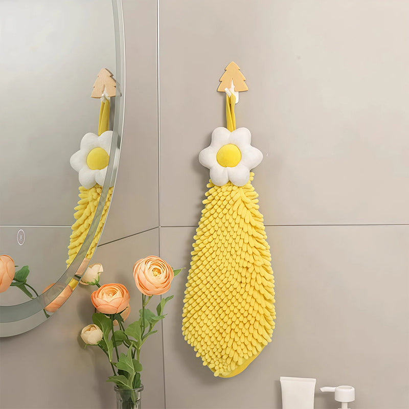 Cute Flower Hand Towel, Ultra-Soft Chenille Hanging Hand Drying Cloth - I PCS