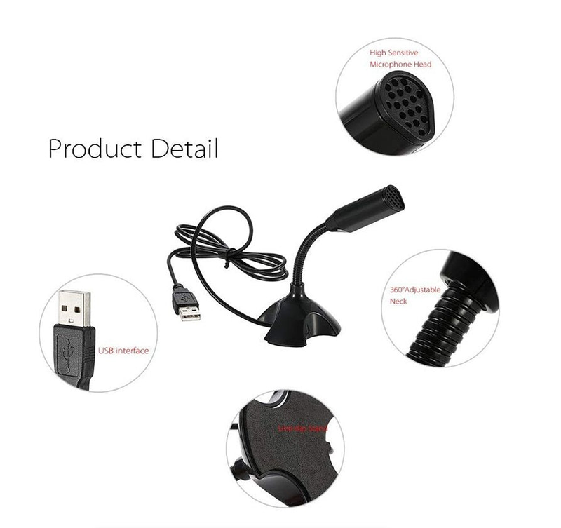 USB Desktop Mini Microphone Laptop Microphone Voice Mic High Sensitivity