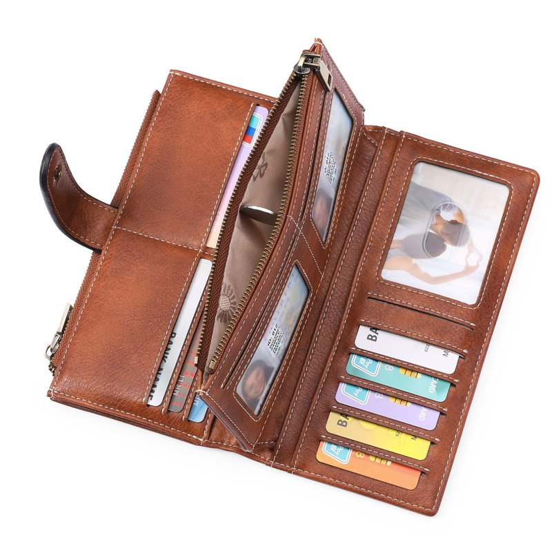 Vintage RFID Leather Wallet for Woman - 3-Fold - IPSTYLE