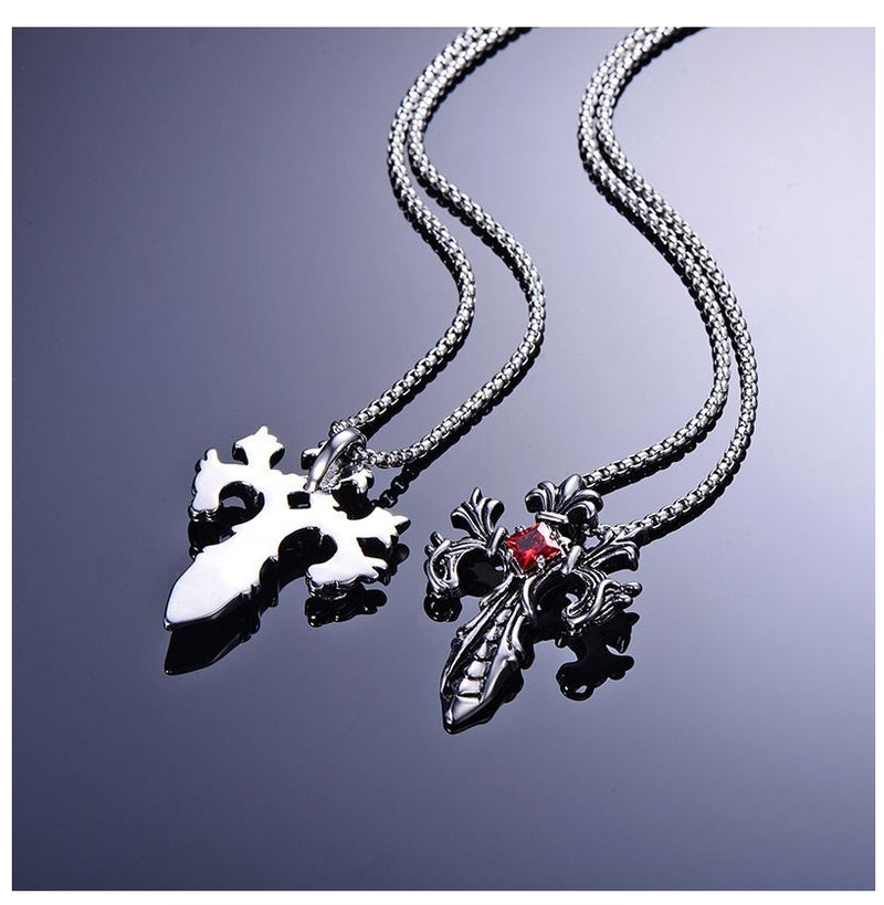 Double Dragon Cross Necklace Fashion Retro Christian Jesus Cross
