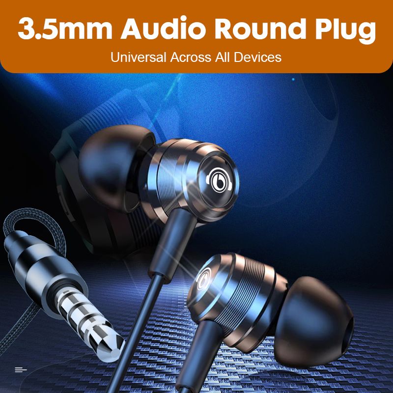 Wired In Ear Headphones for Sound Quality Mic Hifi Stereo Metal headphones