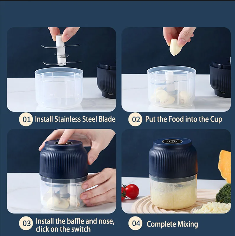 Mini Electric Vegetable Chopper Garlic Crusher Food Chopper for Kitchen Gadgets Garlic