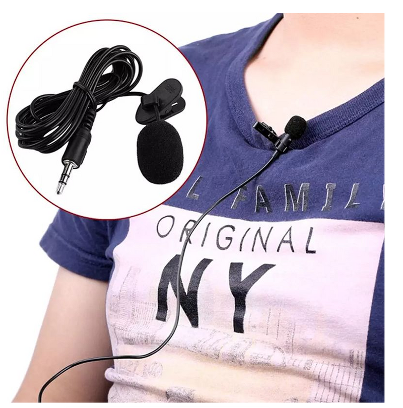 Portable 1.5m Lavalier Mini Microphone Condenser Clip-on Lapel Mic