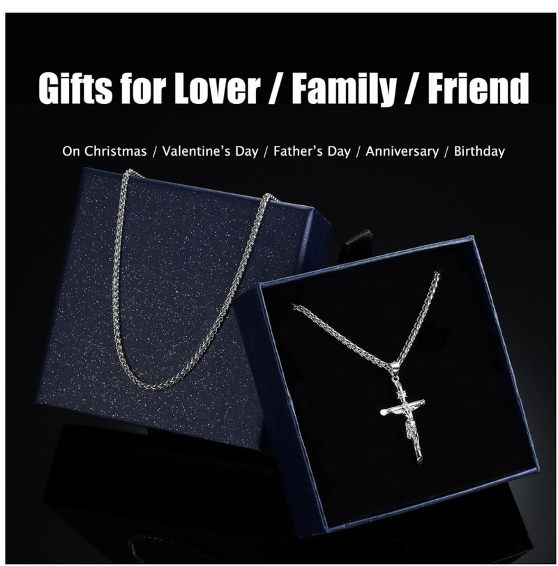 Cross Pendant Necklace Men Woman Crucifix Necklace Stainless Steel Chain
