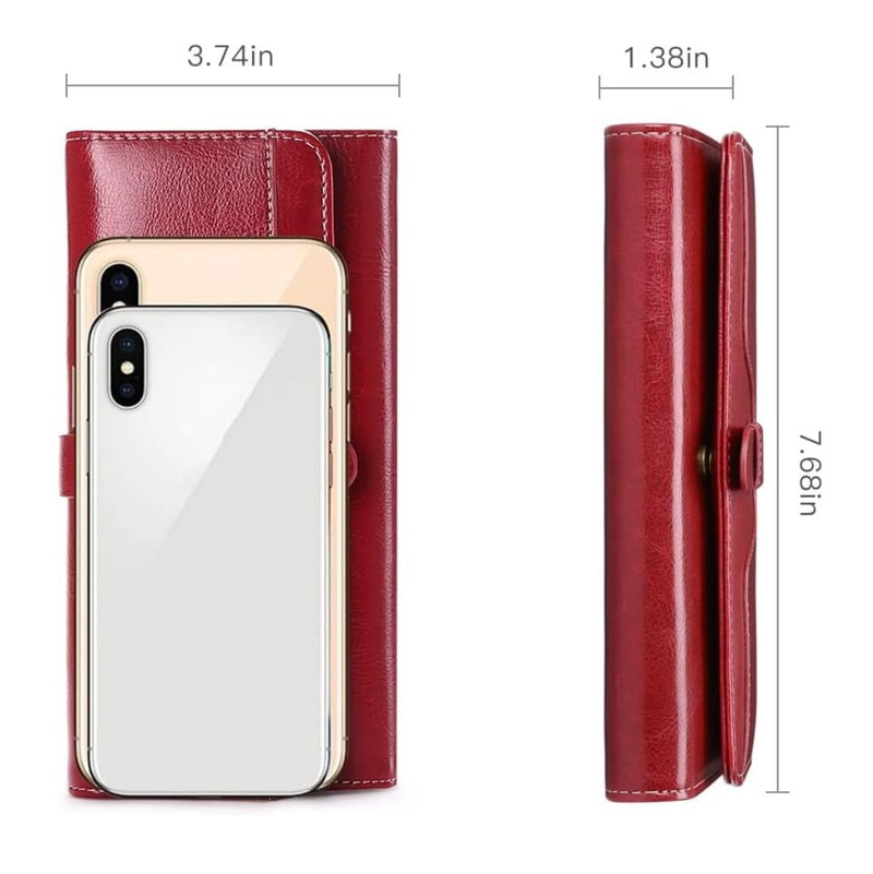 Woman Wallets Leather with Blocking Trifold Credit Card Holder - IPSTYLE