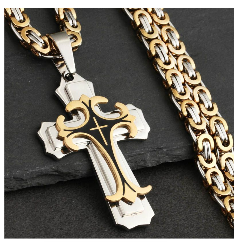 Cross Necklace Multi-layers Stainless Steel Cross Pendants Necklaces