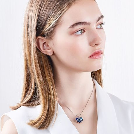 Elsa Heart Love Necklace with Stunning Blue Crystals