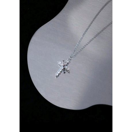 Stainless Steel Cross Rotated Crown Necklace for Woman