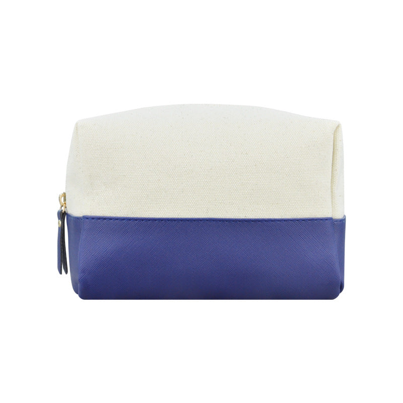 Canvas Two-Tone Cosmetic Bag, Large Capacity Zipper Toiletry Pouch, Portable Travel Makeup Organizer for Woman