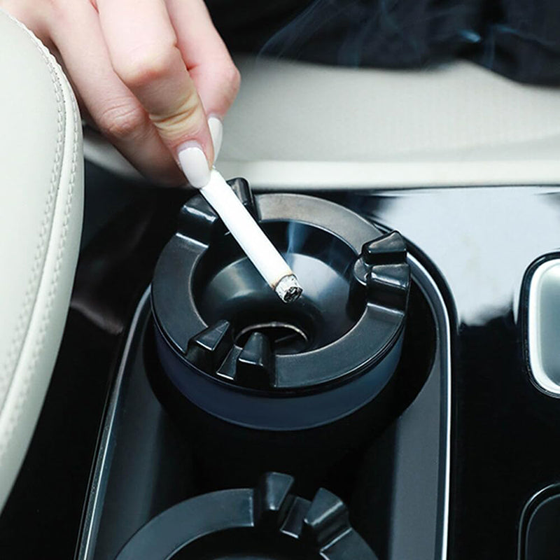 Stainless Steel Windproof Ashtray – Sealed Lid with Water Tray for Odor Control