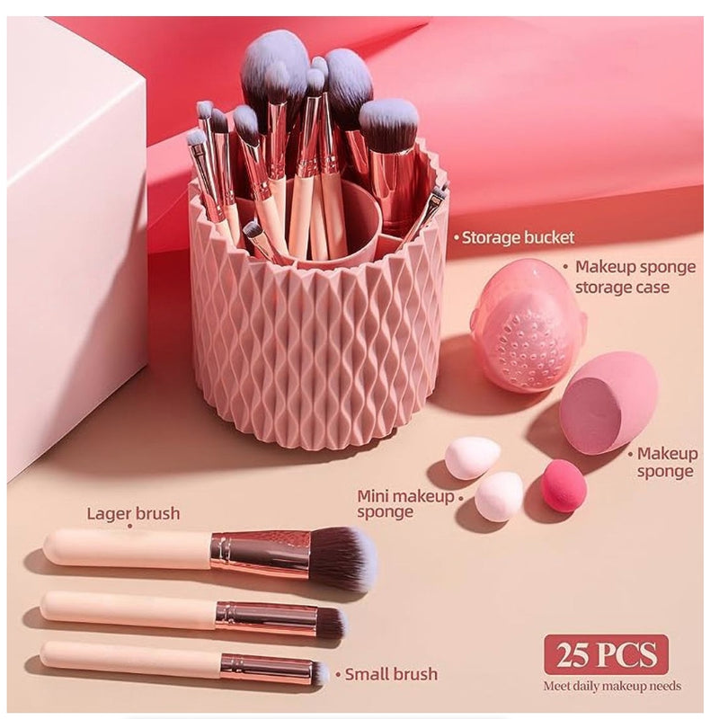 18 Pieces Makeup Brushes Set with 5 Sponges & Holder & Sponge Case