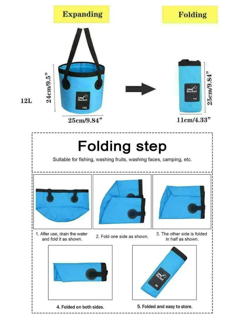 12/20L Portable Folding Bucket, Foldable Fishing Bucket, Camping Water Storage Container Collapsible Outdoor Travel Water Bucket