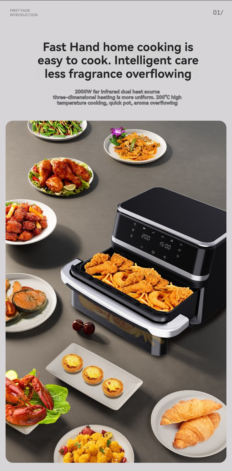 Air Fryer Large-Capacity Stainless Steel for Home Use Smart Multi-Functional