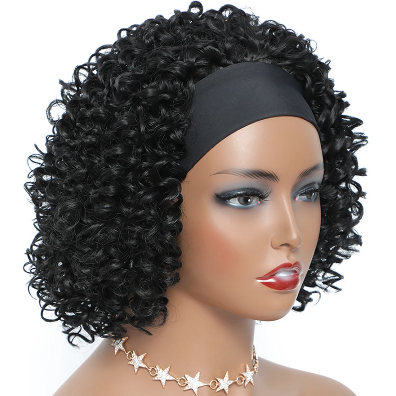 Short Deep Water Curly Headband Wigs Glueless Afro Kinky Deep Curly Wigs
