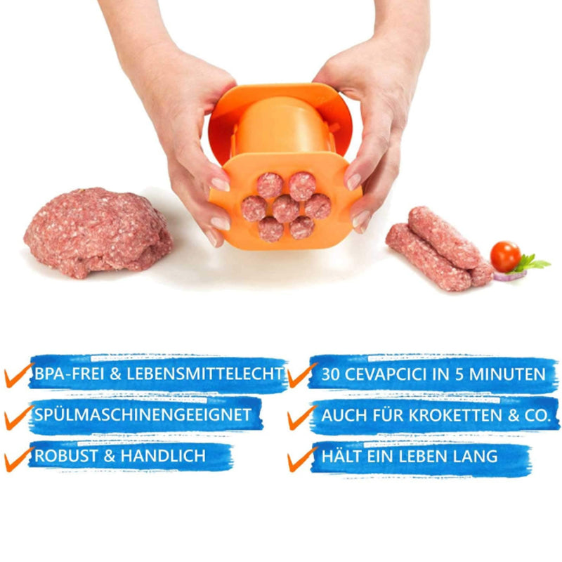 2Pcs one Press Cevapcici Sausage Maker – 7 Sausages At Once Non-Stick BBQ Tool