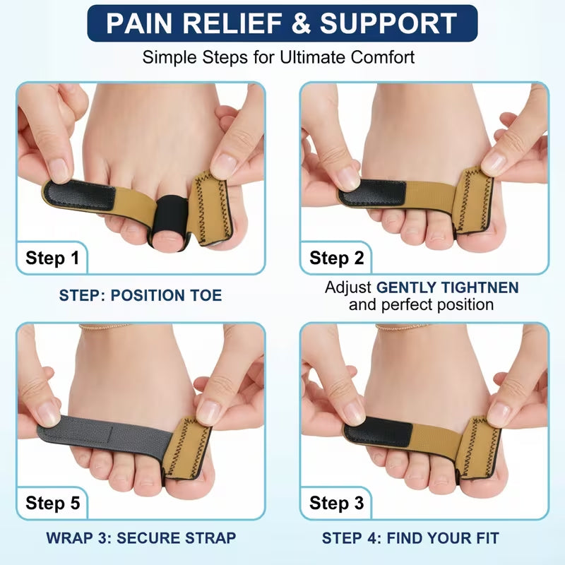 Hammer Toe Corrector with Aluminum Support, Detachable Velcro Toe Protection Splint Set