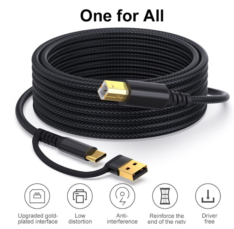 Printer Cable USB Printer Cord High-Speed USB B to USB C Fast cable
