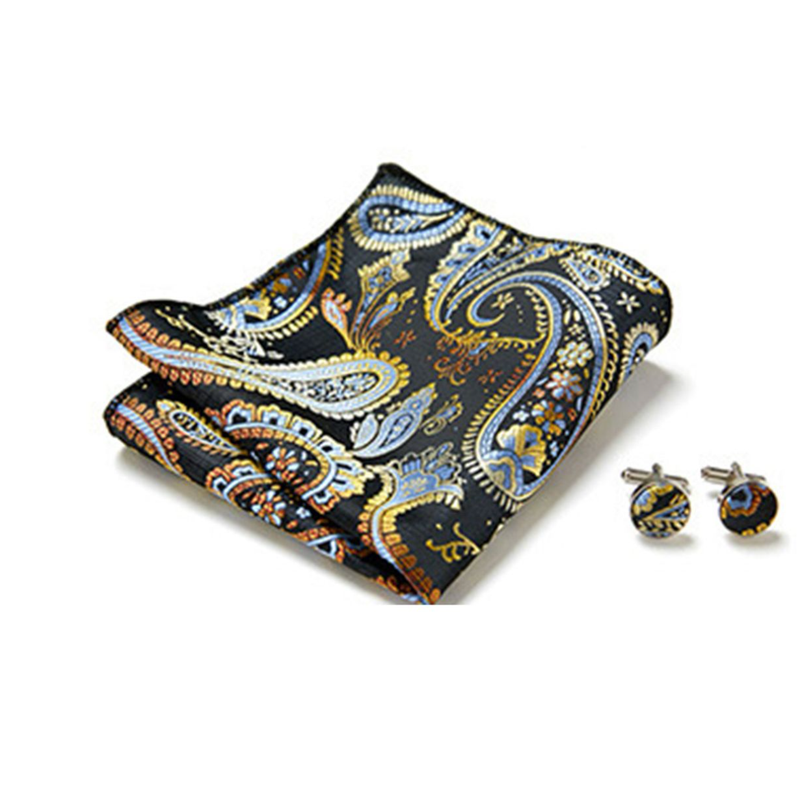Men's Bow Tie Set Handkerchief Cufflinks Necktie Set