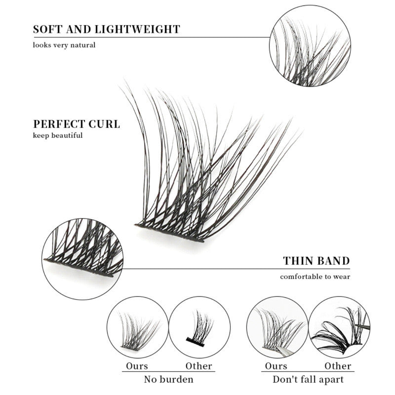 Lash Clusters Lash Curl Extension Kit with Lash Bond &Tweezer (8-16mm) Mixed Length Lash Clusters to Get Different Lash Styles, Easy to Apply for Beginners, Looks Real & Natural