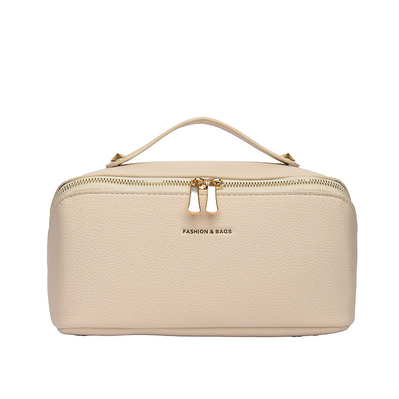 Large-Capacity Cosmetic and Toiletry Bag with Lychee-Patterned Handle