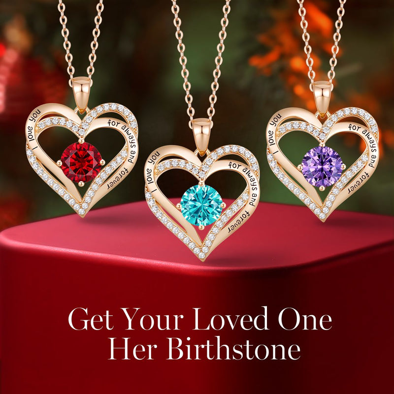 Valentine's Crystal Rose Gold Heart Necklace for Woman
