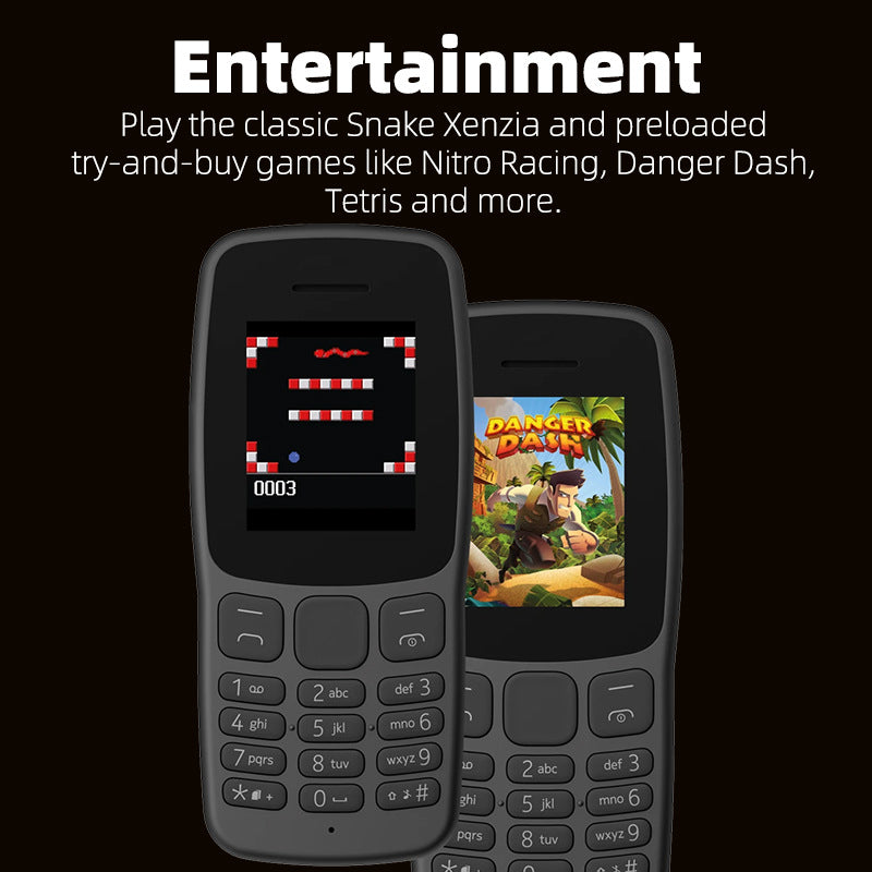 Feature Phone 1.77" Display 800mAh Battery Dual SIM Dual Standby Strong Torch MP3 MP4 FM Radio Bluetooth GPRS